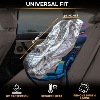 EcoNour Baby Car Seat Sun Shade Cover | Infant Carseat Heat Protector Keeps Toddler Seat at a Cool Temperature | Reflective car seat Sunshade Blocks Out Heat | Baby Travel Accessories - Image 2