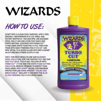 Wizards Turbo Cut Buffing Compound for Car Scratch Repair - 32 fl oz - Removes 1200-1500 Scratches - Rubbing Compound for Cars & Boats - Paint Restorer for Vehicles - Image 3