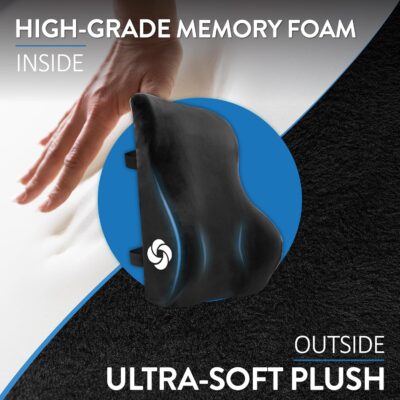 Samsonite Memory Foam Lumbar Support Pillow, Ergonomic Back Cushion for Office Chair, Gaming Chair, Automotive Full Back Support, Home Essentials for Sitting Comfort and Posture Relief, Black - Image 7