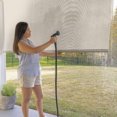 Coolaroo Outdoor Roller Shade with Wand - 95% UV Block Breathable Light Filtering Shade for Patio or Porch, Fade-Resistant, Easy-Clean Fabric, 8ft x 8ft, Pebble - Image 4