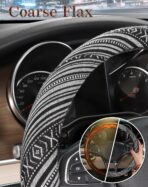 SEG Direct Boho Steering Wheel Cover with Baja Blanket Cloth, Ethnic Style Auto Wheel Cover Made of Coarse Flax, Fits 14 1/2-15 1/4 inches Car Wheel - Image 4