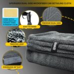 2 Pack Car Drying Towels (48”x24”),Extra Large Double-Twist Pile Drying Towels Car Detailing for Car Care Wash,Car Super Cleaning Supplies Accessories kit,Ultra Absorbency - Image 2
