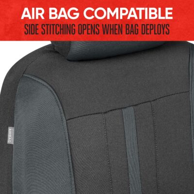Motor Trend Black & Gray Car Seat Covers Full Set – Front Seat Covers & Rear Bench Seat Cover – Airbag Compatible, 60/40 Split Bench for Smaller Trucks, Cars & SUVs – Automotive Interior Accessories - Image 5