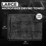 Large Car Drying Towel, 1300 GSM Professional Car Towel with Double Twisted Loop,Super Absorbent Large Microfiber Drying Towels for Cars, Trucks, SUVs - 20"x26", Gray - Image 3