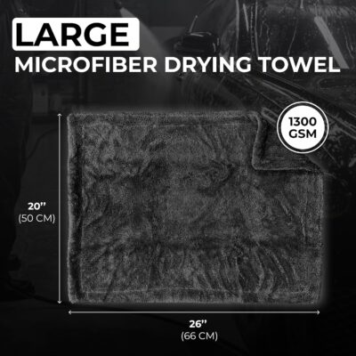 Large Car Drying Towel, 1300 GSM Professional Car Towel with Double Twisted Loop,Super Absorbent Large Microfiber Drying Towels for Cars, Trucks, SUVs - 20"x26", Gray - Image 3
