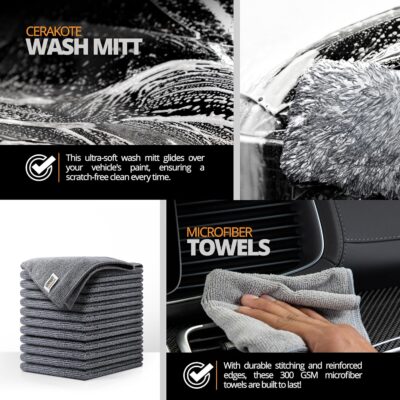 Cerakote Foundation Bundle - Exterior Wash & Ceramic Protection Kit with Microfiber Towels - At-Home Car Wash and Detailing Set - Easy Ceramic Protection for Vehicle Interior and Tires - Image 4