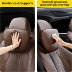 Genuine Leather Car Neck Pillow for headrest,Support Drive Seats Head Cushion,Real Cow Leather,11.8x7.5”,Plant-Based Polyester,Thickness & Height Adjustable,Inner Liner fillable(Wine,1p) - Image 6
