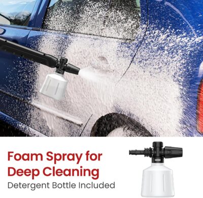 Electric Pressure Washer, 2.5 GPM Power Washer with Foam Cannon, Electric High Pressure Washer with 4 Quick Connect Nozzles for Cars, Driveways, Fences, Patios, Home Cleaning - Image 4