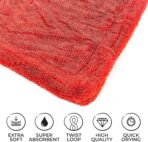 The Rag Company - The 1500 - Heavy Duty Car Drying Towel; Perfect for Trucks, Commercial Vehicles, RVs, Boats, and More; Premium 70/30 Blend Twist Loop Design, 1500gsm, 30in x 30in, Red - Image 2