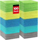HOMEXCEL Microfiber Cleaning Cloths, 100 Pack Microfiber Towels for Cars, Lint & Scratch-Free Bulk Cleaning Rags for House, Kitchen, Car and Shop, Multicolor Absorbent Cleaning Towels 11.5 x 11.5 inch