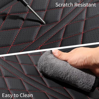 Car Seat Cover Custom Fit for Ford F150 2009-2026 Faux Leather Seat Cover Set Compatible with Regular Cab Super Cab Super Crew Pickup Truck Cushions (Black Redline, Front Seat) - Image 6