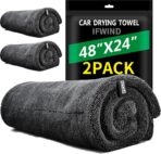 2 Pack Car Drying Towels (48”x24”),Extra Large Double-Twist Pile Drying Towels Car Detailing for Car Care Wash,Car Super Cleaning Supplies Accessories kit,Ultra Absorbency