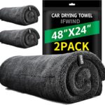2 Pack Car Drying Towels (48”x24”),Extra Large Double-Twist Pile Drying Towels Car Detailing for Car Care Wash,Car Super Cleaning Supplies Accessories kit,Ultra Absorbency