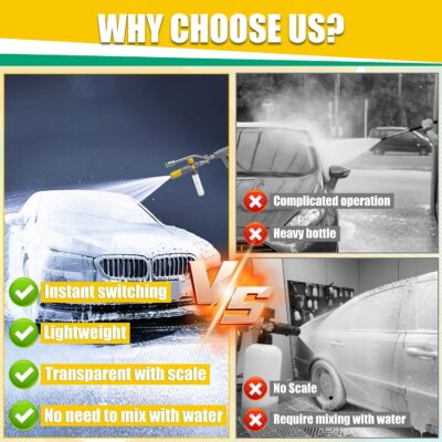 JOEJET Pressure Washer Gun with Mini Foam Cannon Dual Connector, Dual-Purpose Switch Spray Gun with 5 Power Washer Nozzle Tips, Dual Wand Foam Cannon, 1/4” Quick Connector - Image 2