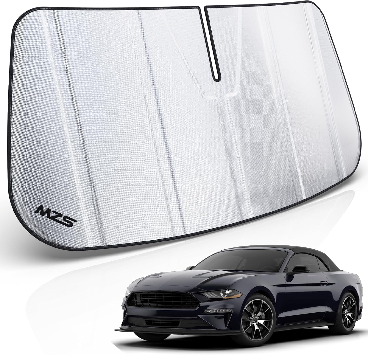 91cXx4XKPbL._AC_SL1500_.jpg MZS Windshield Sun Shade Compatible with Mustang 2015-2023, Foldable Car Sun Shade Shield with Storage Pouch, Front Window Visor Sunshade Accessories for Interior Protector - Image 1