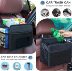 Car Seat Back Organizer Hanging Bag [2025 UPDATED] Foldable Backseat Storage Caddy with 5 Compartments & Adjustable Straps, Fits for Front/Back Headrest, Ultra-Durable - Black - Image 5
