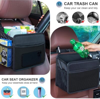 Car Seat Back Organizer Hanging Bag [2025 UPDATED] Foldable Backseat Storage Caddy with 5 Compartments & Adjustable Straps, Fits for Front/Back Headrest, Ultra-Durable - Black - Image 5