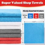 FIXSMITH Shop Towels, Microfiber Cleaning Cloth Bulk, 200 Pack Microfiber Towels for Cars, All-Purpose Absorbent Cleaning Rags, Dust Cloth for Automotive, Mechanic, Garage, Bar, 11.5 x 11.5 inch - Image 2