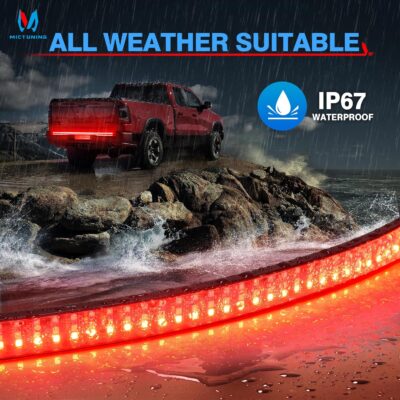 MICTUNING 60 inches Red Sequential Turn Signal LED Brake Lamp Triple Row 504 LEDs Tailgate Strip Light Waterproof for Ford F150/RAM 2500 - 5 Functions - Image 4