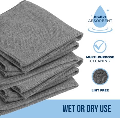 GREEN LIFESTYLE Chamois Cloth, Microfiber Cleaning Cloth 150 Pack, Borderless Towels Cleaning, Car Microfiber Towel, Drying Car Wash Towels (11.5" x 11.5", Grey) - Image 2