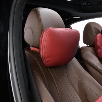 Genuine Leather Car Neck Pillow for headrest,Support Drive Seats Head Cushion,Real Cow Leather,11.8x7.5”,Plant-Based Polyester,Thickness & Height Adjustable,Inner Liner fillable(Wine,1p) - Image 9