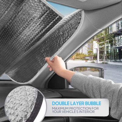 BDK Iridescent Mermaid, Hologram Foil, Chameleon Front Windshield Sun Shade, Double Bubble Accordion Folding Auto Sunshade for Car Truck SUV 58 x 27 Inch - Image 5