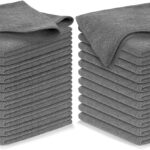 USANOOKS Microfiber Cleaning Cloth Grey - 24 Pcs (12.5"x12.5") - High Performance - 1200 Washes, Ultra Absorbent Microfiber Towel Weave Grime & Liquid for Streak-Free Mirror Shine - Car Washing Cloth