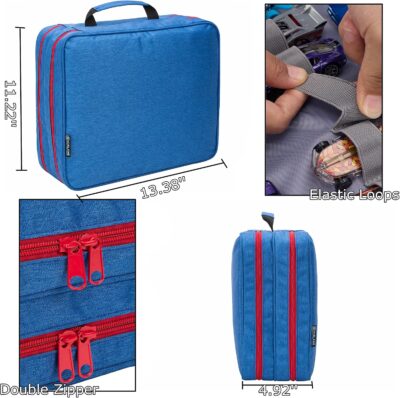 KISLANE 96 Toy Cars Storage Case Compatible with Matchbox Cars, Matchbox Cars Organizer Storage for Mini Toys, Toy Cars, Matchbox Cars, Small Dolls(Bag Only) (Blue) - Image 2