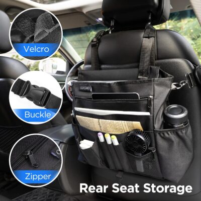 LUCMO Car Seat Organizer with Tablet and Laptop Compartment, Multiple Pockets Truck Front Seat and Backseat Organizer, Portable Large Capacity Office Bag with Adjustable Strap and Hardened Buckles - Image 4