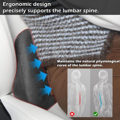 Lumbar Support Pillow for Car, Ergonomic Memory Foam Back Cushion for Driving, Seat Office Chair, Gaming Chair, Lower Back Support for Back Pain Relief, Black, 2 Pack - Image 2