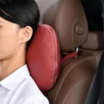 Genuine Leather Car Neck Pillow for headrest,Support Drive Seats Head Cushion,Real Cow Leather,11.8x7.5”,Plant-Based Polyester,Thickness & Height Adjustable,Inner Liner fillable(Wine,1p) - Image 7