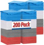 FIXSMITH Shop Towels, Microfiber Cleaning Cloth Bulk, 200 Pack Microfiber Towels for Cars, All-Purpose Absorbent Cleaning Rags, Dust Cloth for Automotive, Mechanic, Garage, Bar, 11.5 x 11.5 inch