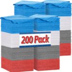 FIXSMITH Shop Towels, Microfiber Cleaning Cloth Bulk, 200 Pack Microfiber Towels for Cars, All-Purpose Absorbent Cleaning Rags, Dust Cloth for Automotive, Mechanic, Garage, Bar, 11.5 x 11.5 inch