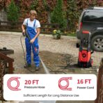 Electric Pressure Washer, 2.5 GPM Power Washer with Foam Cannon, Electric High Pressure Washer with 4 Quick Connect Nozzles for Cars, Driveways, Fences, Patios, Home Cleaning - Image 6