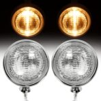 HECASA Pair Fog Lights Universal Fit 12 Volt 35 Watts Chrome Vintage Style Clear Lens Steel+Glass Adjustable Ball and Cup Mounting 2PCS - Image 9