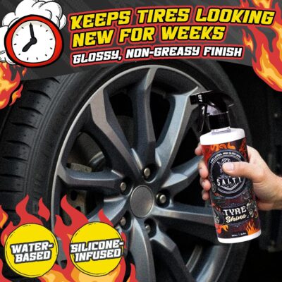 Salty Captain Tire Shine 16.9oz – Tire Shine Spray for Long-Lasting Gloss – Water-Based Formula with UV Shield – Safe for Cars, Trucks, Motorcycles, RVs & More – Non-Greasy & No Sling, Easy to Apply - Image 3
