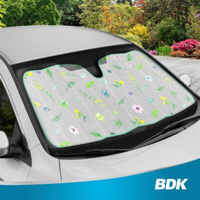 BDK Pastel Flowers Front Windshield Sunshade Accordion Folding Style Auto Shade for Cars Trucks SUVs Vans Blocks UV Rays Sun Visor Protector Easy Setup Keeps Your Vehicle Cool (58" x 27") - Image 7
