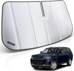MZS Windshield Sun Shade Compatible with Grand Cherokee/L 2022-2026, Foldable Car Front Window Sunshade with Storage Pouch, Sun Visor Shield Accessories for Interior Protector