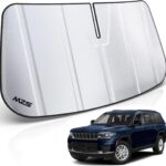 MZS Windshield Sun Shade Compatible with Grand Cherokee/L 2022-2026, Foldable Car Front Window Sunshade with Storage Pouch, Sun Visor Shield Accessories for Interior Protector