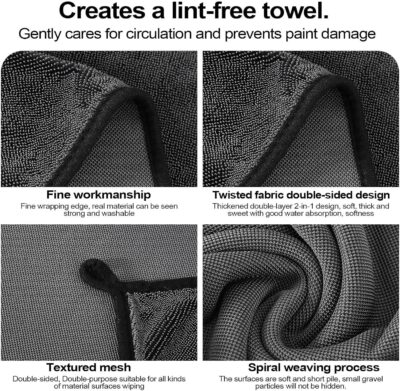 Towel for Car | Car Detailing Towels - Highly Absorbent Cleaning Cloth for SUV RV Truck Boat, Reusable Cleaning Rags for House Kitchen - Image 6