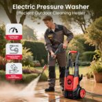 Electric Pressure Washer, 2.5 GPM Power Washer with Foam Cannon, Electric High Pressure Washer with 4 Quick Connect Nozzles for Cars, Driveways, Fences, Patios, Home Cleaning - Image 2