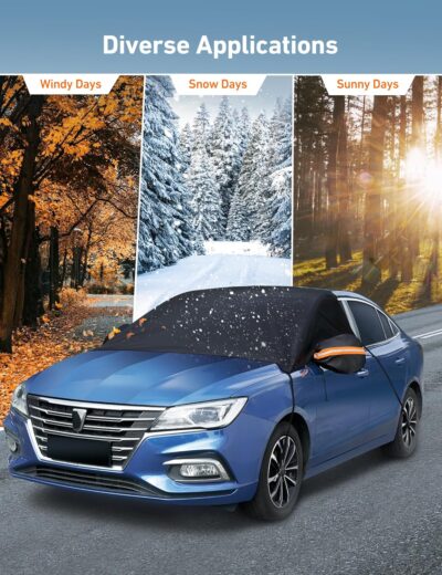 AstroAI Car Windshield Snow Cover, Windshield Cover for ice and Snow, Frost Windshield Cover for Ice, 2*Removal Side Mirror Protector, Windproof UV Sunshade Cover for Cars, SUVs, Vans - Image 3