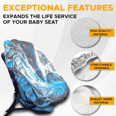 EcoNour Baby Car Seat Sun Shade Cover | Infant Carseat Heat Protector Keeps Toddler Seat at a Cool Temperature | Reflective car seat Sunshade Blocks Out Heat | Baby Travel Accessories - Image 7