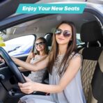 FH Group Car Seat Covers Full Set Premium Cloth - Universal Fit, Automotive, Low Back Front Washable Seat Covers, Airbag Compatible, Split Bench Rear Seat for SUV, Sedan Beige - Image 9