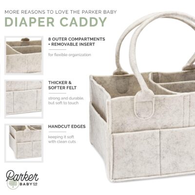 Parker Baby Diaper Caddy - Nursery Storage Bin and Car Organizer for Diapers and Baby Wipes - White, Large - Image 4