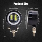 20W LED Motorcycle Fog Lights, 3 Inch Round Daytime Running Light, Additional Driving Spotlights 12V 24V With 3-Wiring Handlebar Switch - Image 2