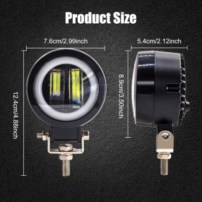 20W LED Motorcycle Fog Lights, 3 Inch Round Daytime Running Light, Additional Driving Spotlights 12V 24V With 3-Wiring Handlebar Switch - Image 2