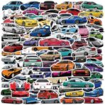 100pcs JDM Car Stickers, Racing Sport Car Stickers Vinyl Waterproof for Water Bottles Laptop Guitar Skateboard Scrapbook JDM Decals Car Stickers for Men Teens Adults Kids