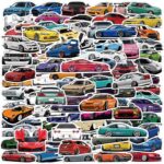 100pcs JDM Car Stickers, Racing Sport Car Stickers Vinyl Waterproof for Water Bottles Laptop Guitar Skateboard Scrapbook JDM Decals Car Stickers for Men Teens Adults Kids