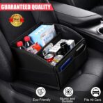 Car Storage Organizer [2025 UPDATED] Leather Car Caddy Basket for Front Seat Floor Back Seats Metal Handle 6 Compartments Adjustable Strap Buckles Slip-Resistant (Black) - Image 2
